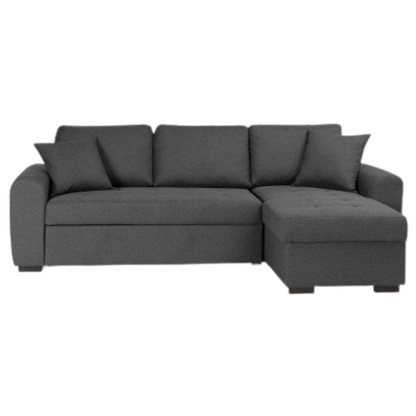 Canapé d'angle convertible réversible Hamilton 4 places, tissu gris, L 244 x P 151 x H 90