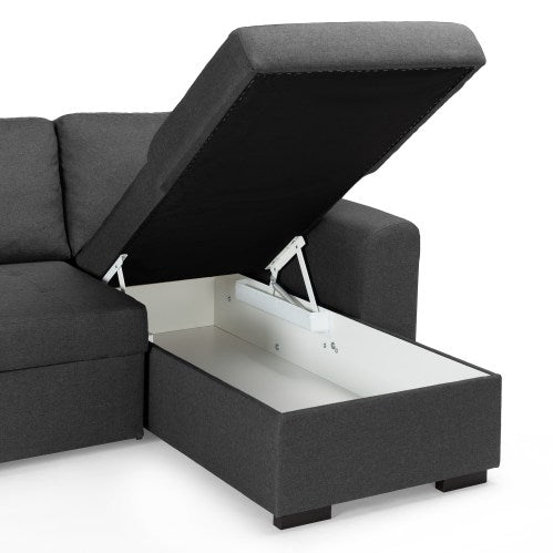 Canapé d'angle convertible réversible Hamilton 4 places, tissu gris, L 244 x P 151 x H 90