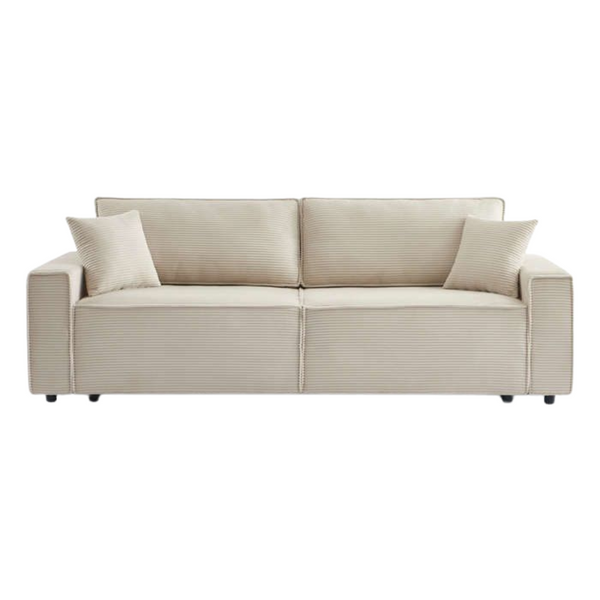 Canapé Convertible Zola 3 Places Velours Côtelé Beige - Confort Optimal