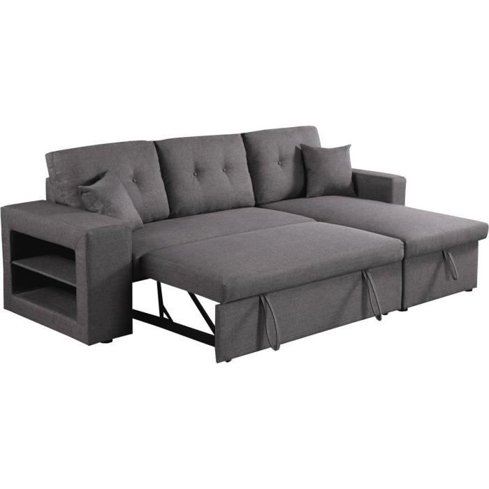 Canapé d'Angle Convertible et Réversible Axel Gris 3 Places avec Rangement Intégré