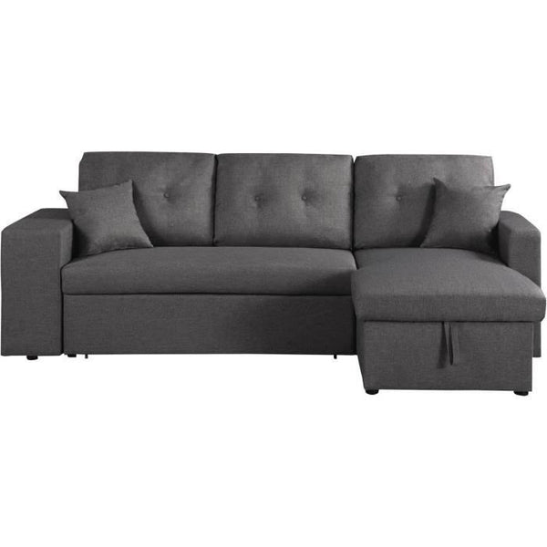Canapé d'Angle Convertible et Réversible Axel Gris 3 Places avec Rangement Intégré