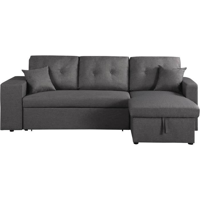 Canapé d'Angle Convertible et Réversible Axel Gris 3 Places avec Rangement Intégré