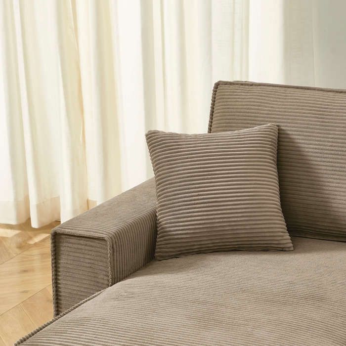Canapé d'Angle Convertible et Réversible ZOLA 4 Places Taupe Velours Côtelé