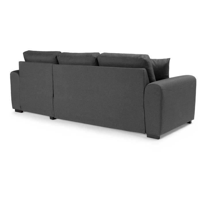 Canapé d'angle convertible réversible Hamilton 4 places, tissu gris, L 244 x P 151 x H 90