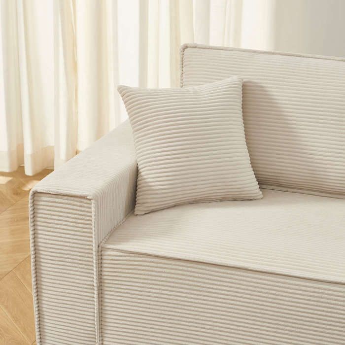 Canapé Convertible Zola 3 Places Velours Côtelé Beige - Confort Optimal