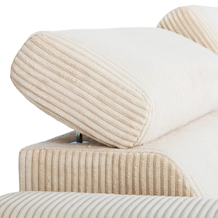 Canapé d'angle convertible réversible KELIO en velours côtelé beige, 4-5 places, 245x184x87cm