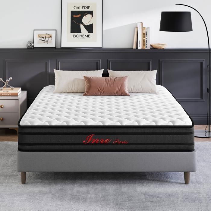 Matelas INRE 140x190 cm: Mousse à Mémoire de Forme, 25cm d'Épaisseur, Réversible & Hypoallergénique