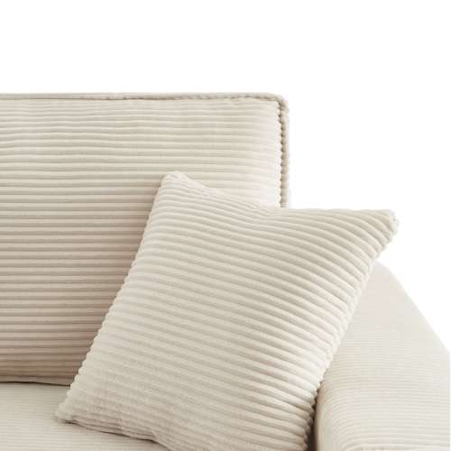 Canapé d'Angle Convertible et Réversible ZOLA 4 Places, Velours Côtelé Beige Luxueux