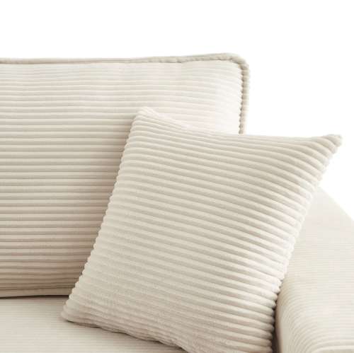 Canapé Convertible Zola 3 Places Velours Côtelé Beige - Confort Optimal